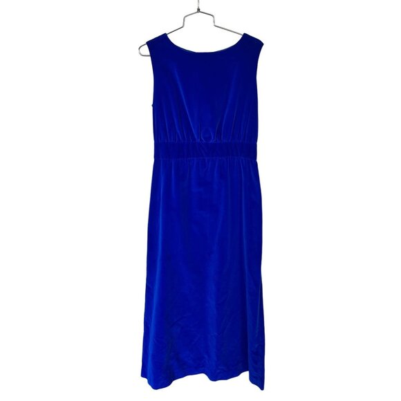 Vtg Royal Blue Velvet Sleeveless Maxi Dress Womens Medium Empire Evening 60s - Picture 1 of 6
